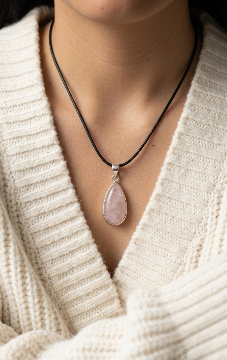 Dije Cuarzo Rosa — Plata .925 | Orela