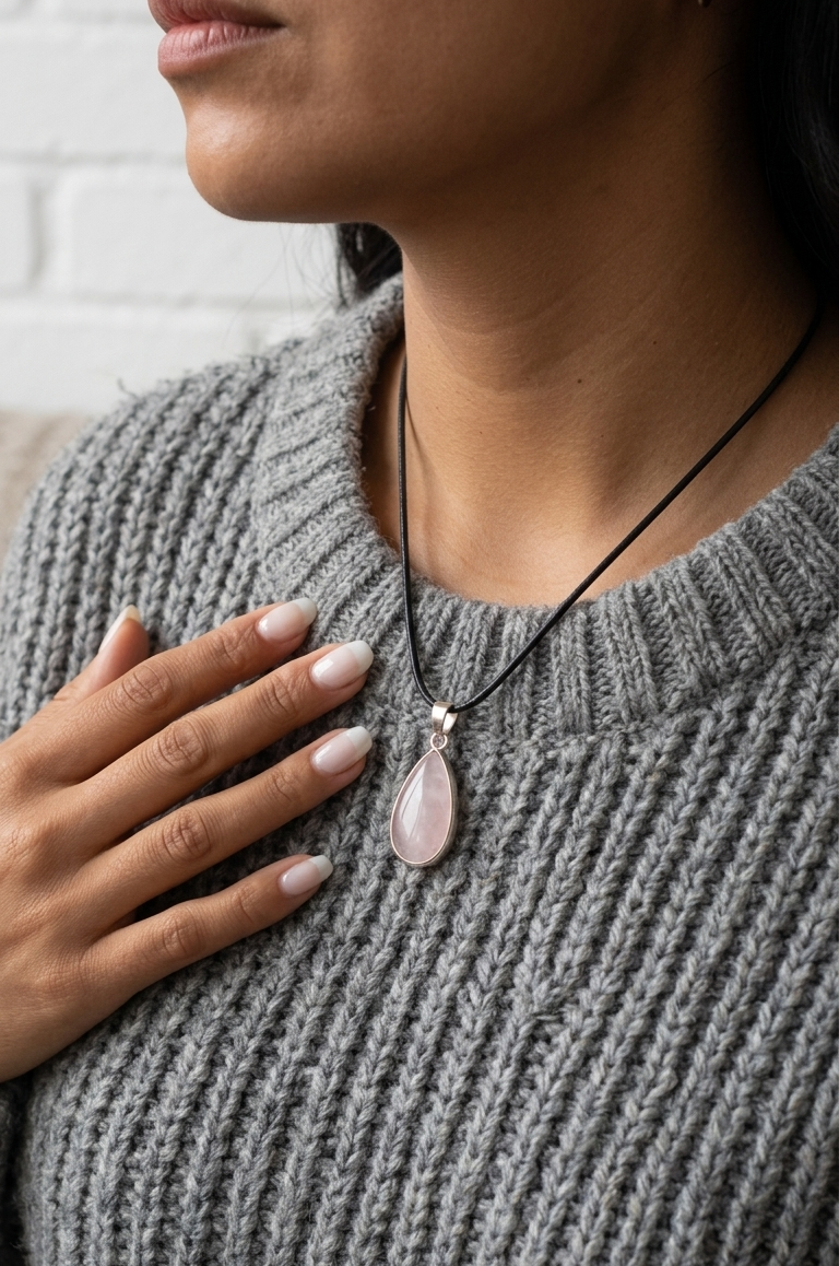 Dije Cuarzo Rosa — Plata .925 | Orela
