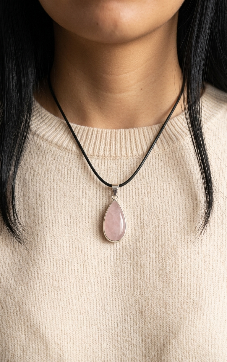 Dije Cuarzo Rosa — Plata .925 | Orela