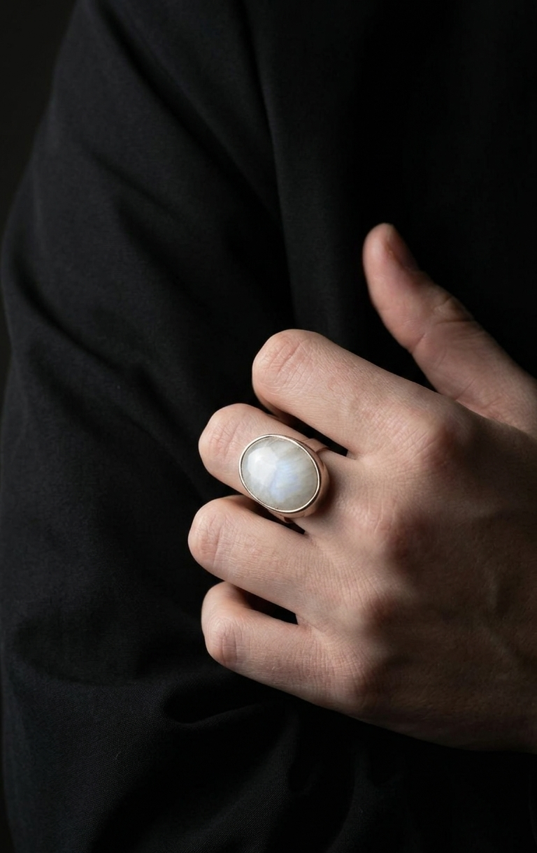 Anillo Oval Piedra Luna — Plata .925 | Orela