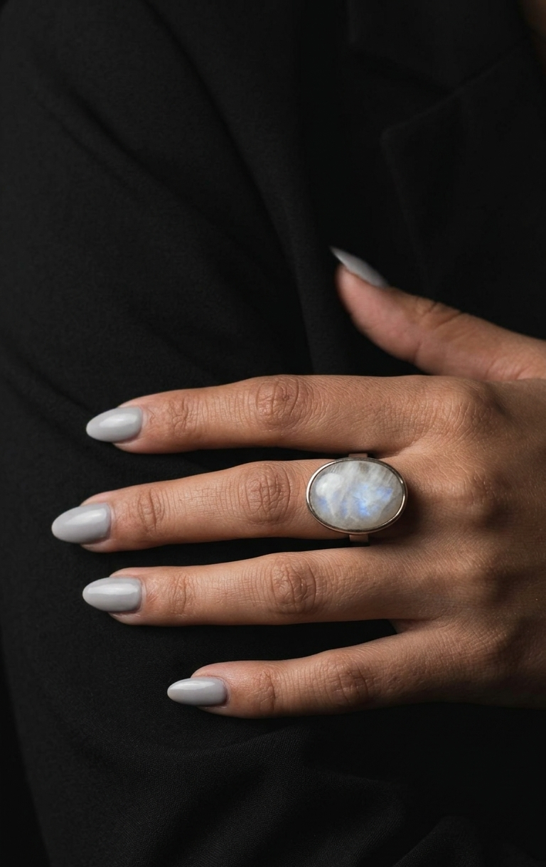 Anillo Oval Piedra Luna — Plata .925 | Orela