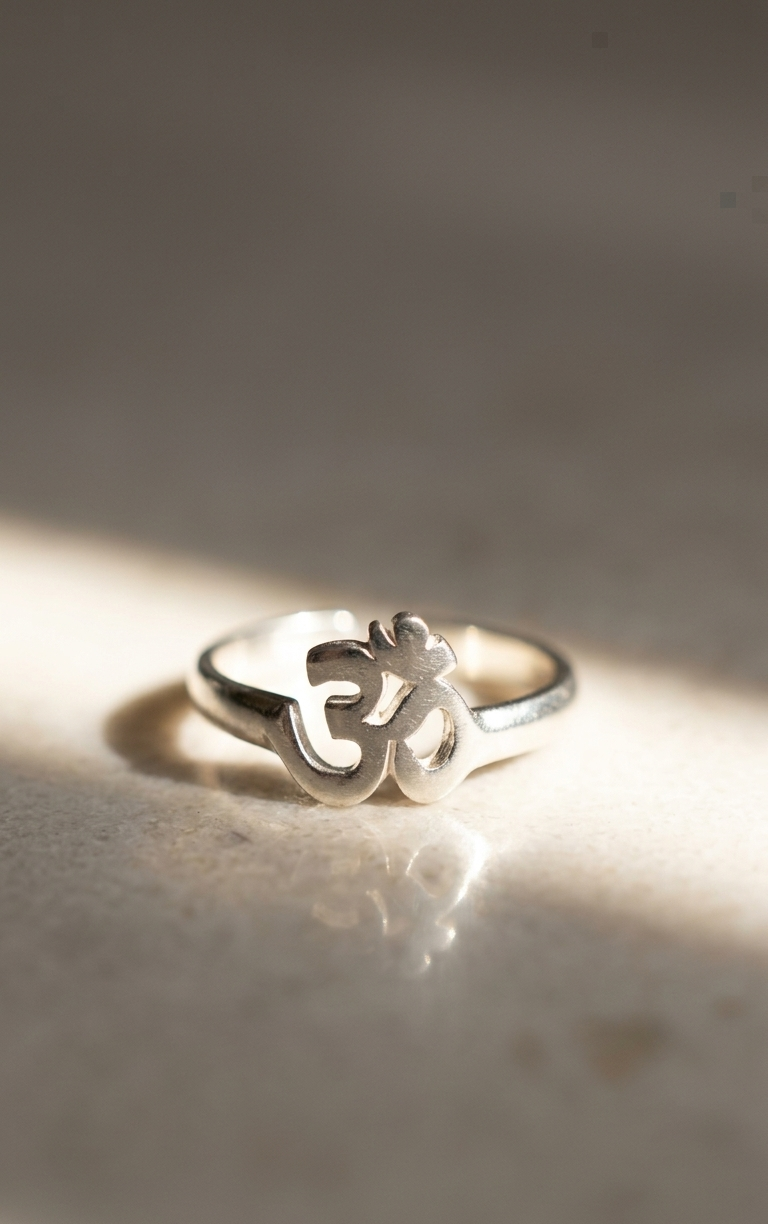 Anillo Símbolo Om Ajustable - Plata 925