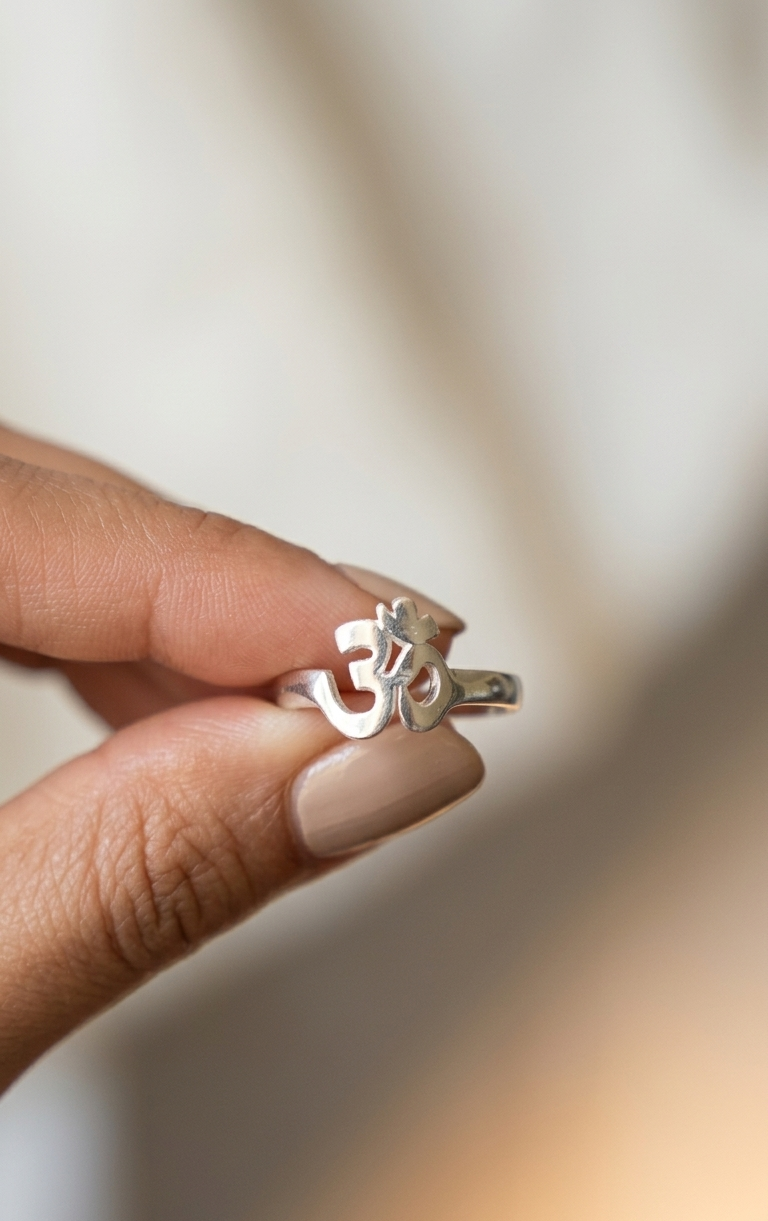 Anillo Símbolo Om Ajustable - Plata 925