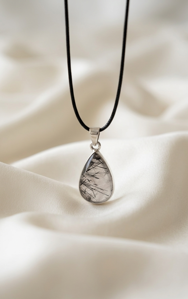 Dije de Cuarzo Turmalinado — Plata .925 | Orela