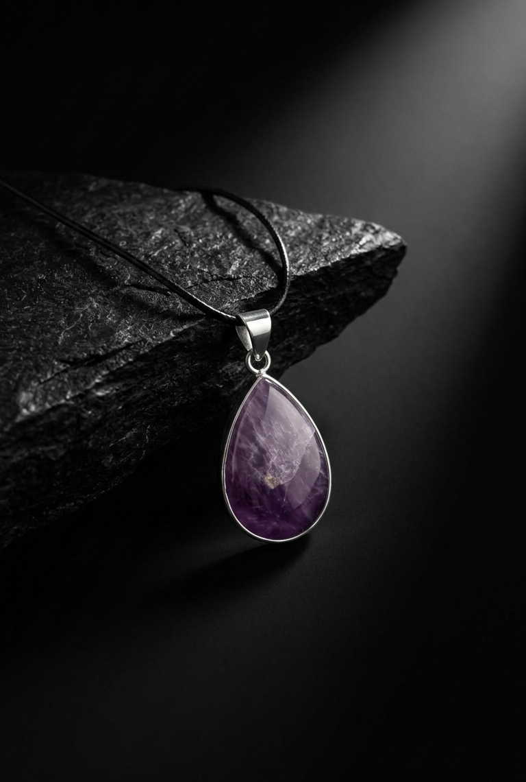 Dije de Amatista Gota — Plata .925 | Orela