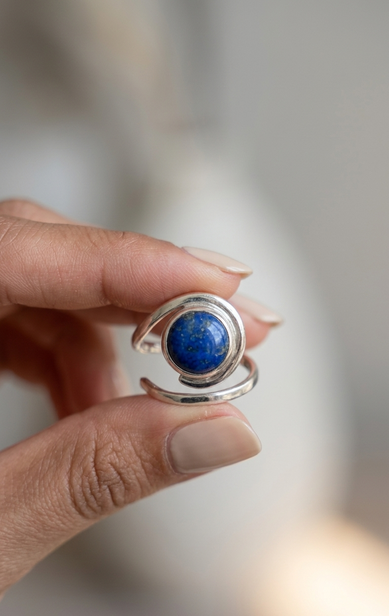 Anillo Espiral de Lapislázuli — Plata .925 | Orela