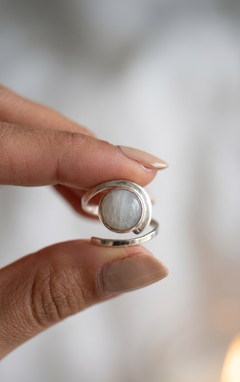 Anillo Espiral de Piedra Luna — Plata .925 | Orela