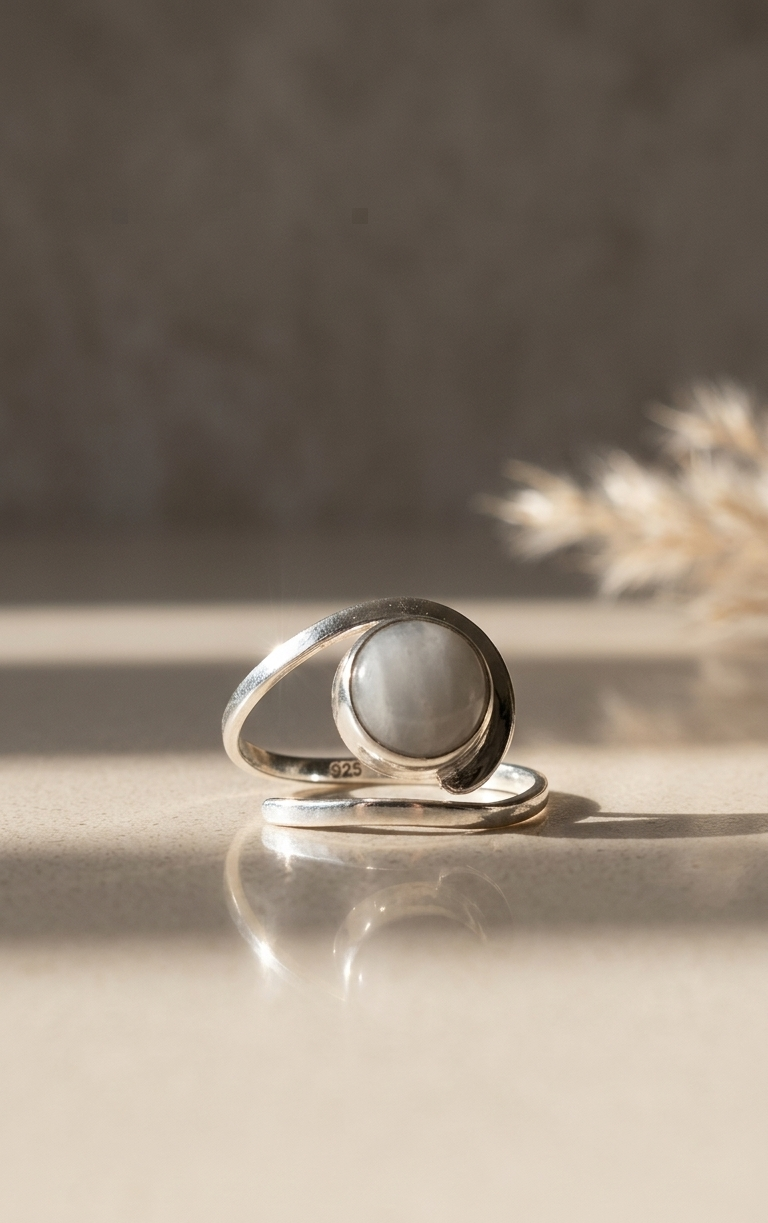 Anillo Espiral de Piedra Luna — Plata .925 | Orela