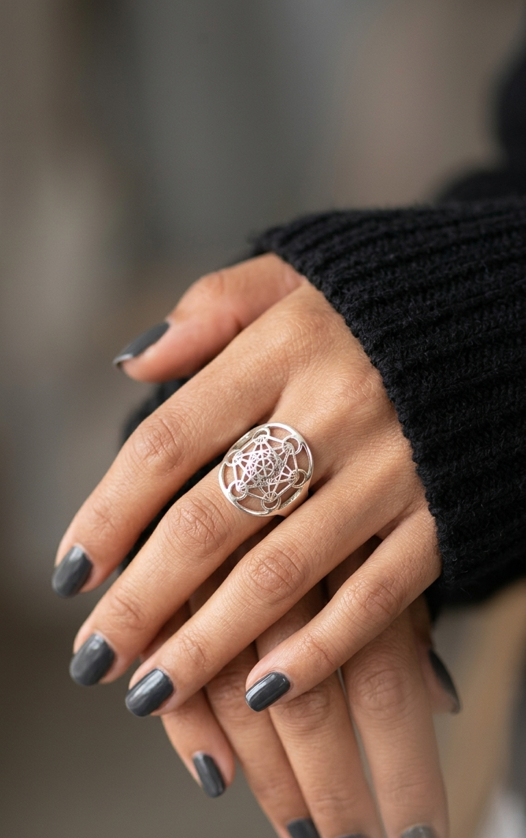 Anillo Cubo de Metatrón — Plata 925