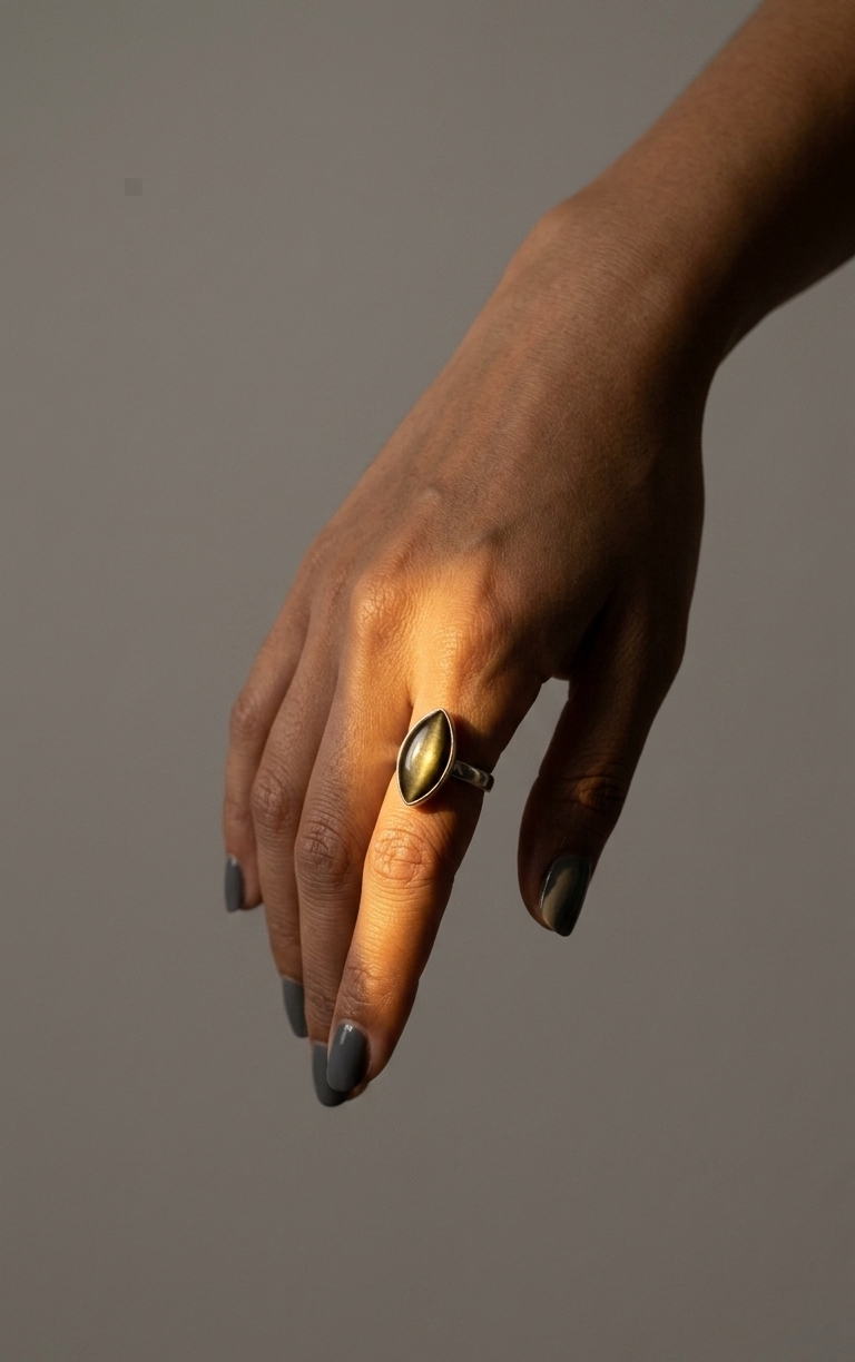 Anillo Obsidiana Dorada — Plata .925 | Orela