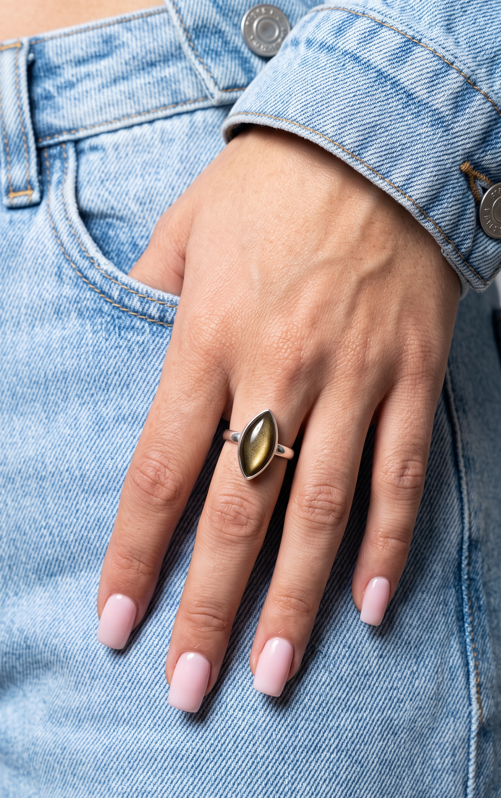 Anillo Obsidiana Dorada — Plata .925 | Orela