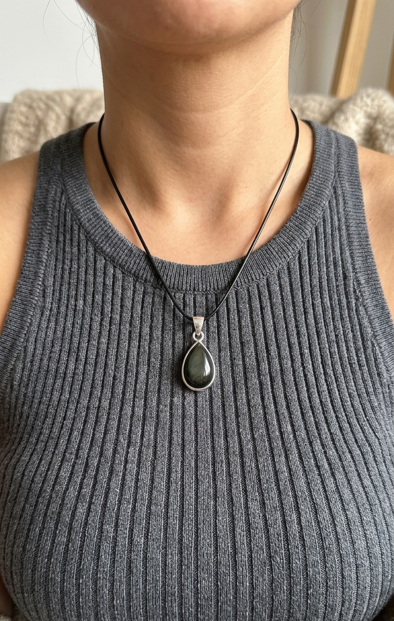 Dije Obsidiana Arcoíris — Plata .925 | Orela