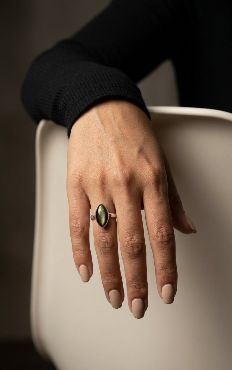 Anillo Obsidiana Dorada — Plata .925 | Orela