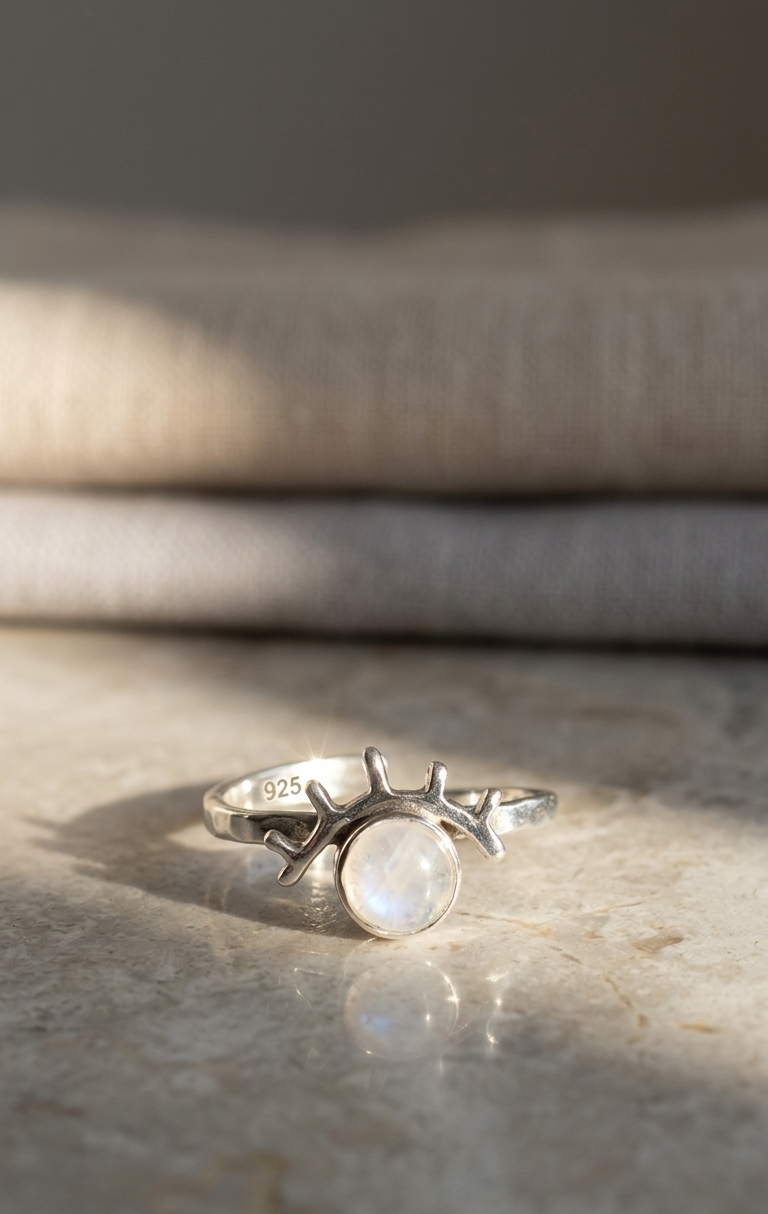 Anillo Piedra Luna — Plata .925 | Orela