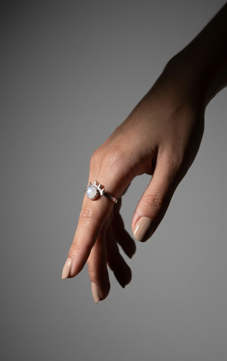 Anillo Piedra Luna — Plata .925 | Orela